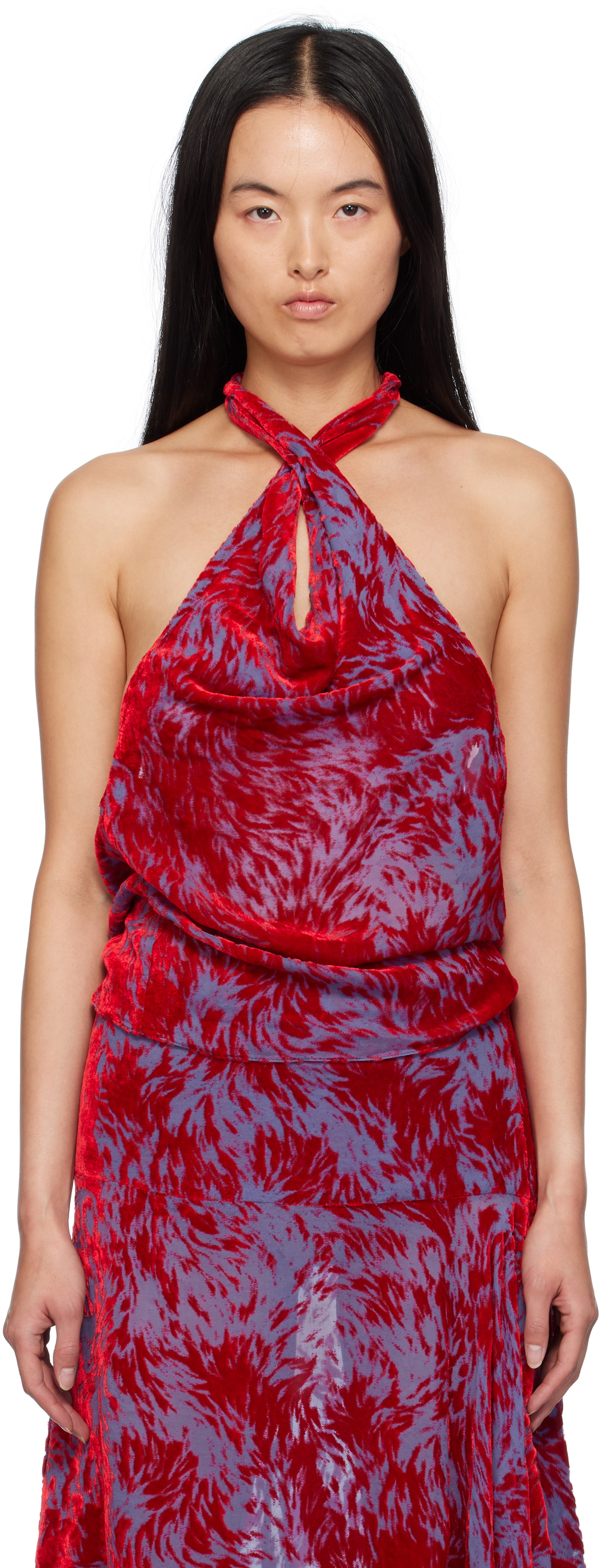 Masha Popova SSENSE Exclusive Red & Purple Twisted Straps Tank Top