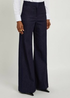 Veronica Beard Crue Wide-leg Stretch-denim Trousers Dark Blue