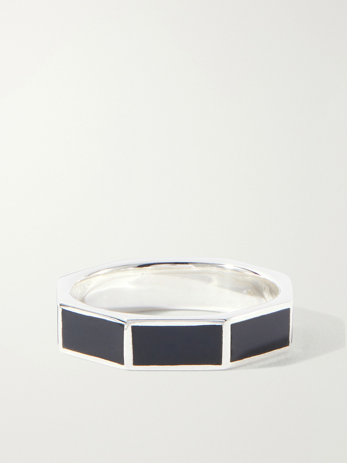 Peyote Bird - Bamboo Black Sterling Silver and Onyx Ring - Black