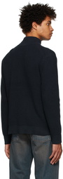 Theory Navy Knit Zip-Up Sweater