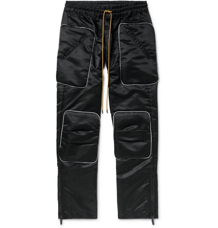 Photo: Rhude - Rhacer Slim-Fit Cropped Satin Trousers - Black