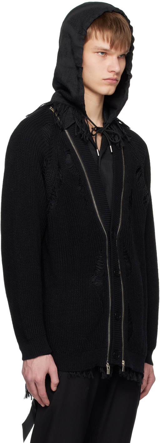 VEIN Black Double Zip Cardigan
