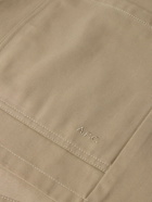 A.P.C. - Kerlouan Logo-Embroidered Cotton and Linen-Blend Twill Overshirt - Neutrals