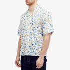 Marni Men's Dripping Flower Short Sleeve Vacation Shirt in Stone White