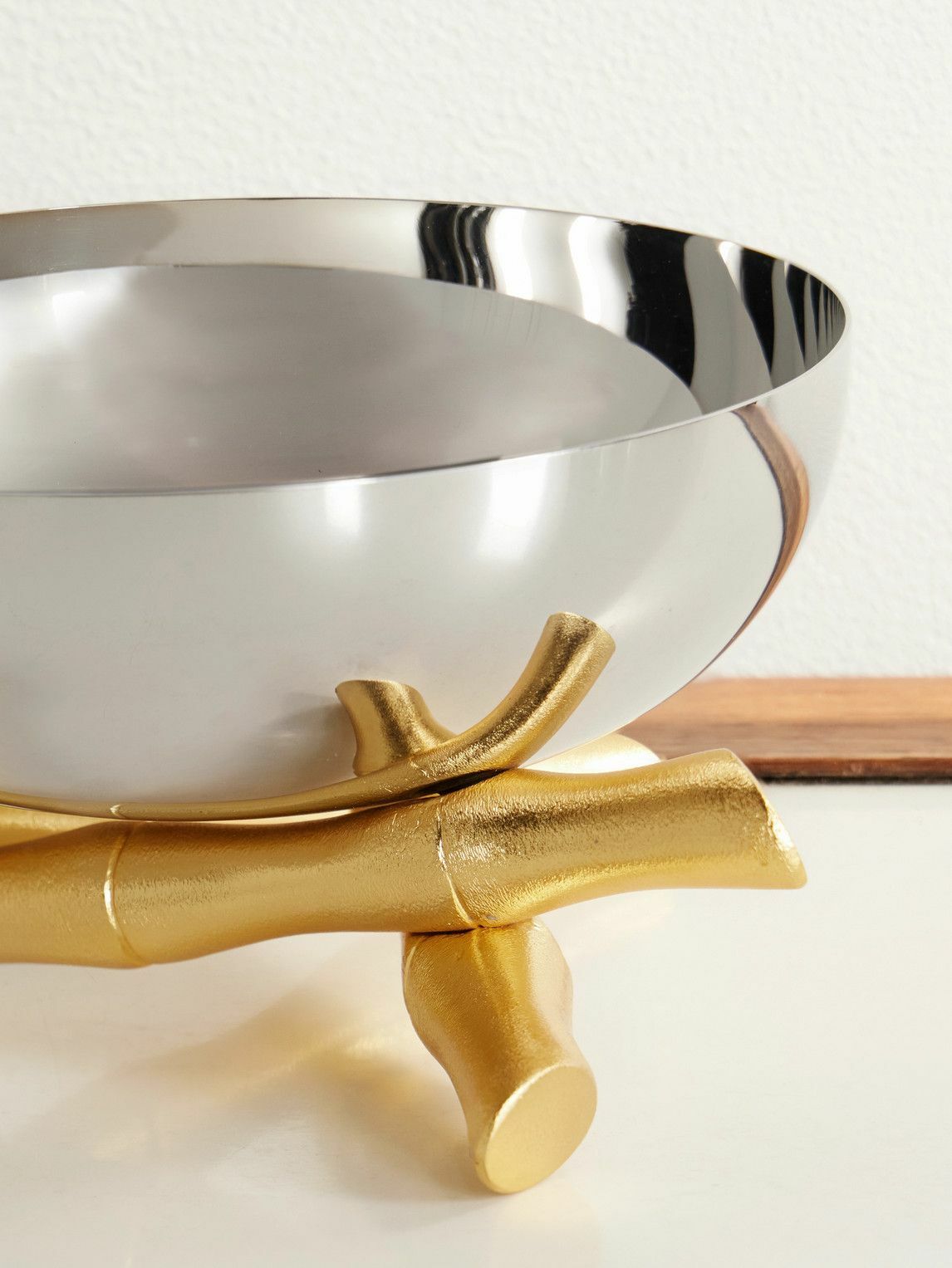 L'Objet - Bambou Medium Stainless Steel and Gold-Plated Bowl
