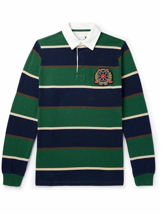 Photo: Pop Trading Company - Oversized Logo-Applqiuéd Striped Cotton-Jersey Polo Shirt - Green