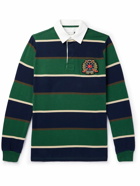 Pop Trading Company - Oversized Logo-Applqiuéd Striped Cotton-Jersey Polo Shirt - Green