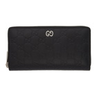 Gucci Black GG Print Signature Zip Wallet