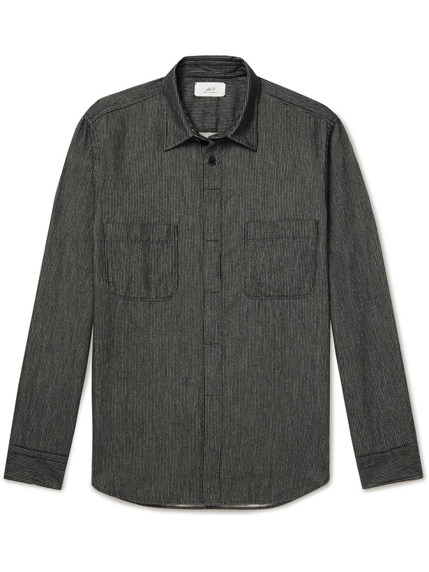 Photo: Mr P. - Pinstriped Cotton-Flannel Shirt - Black