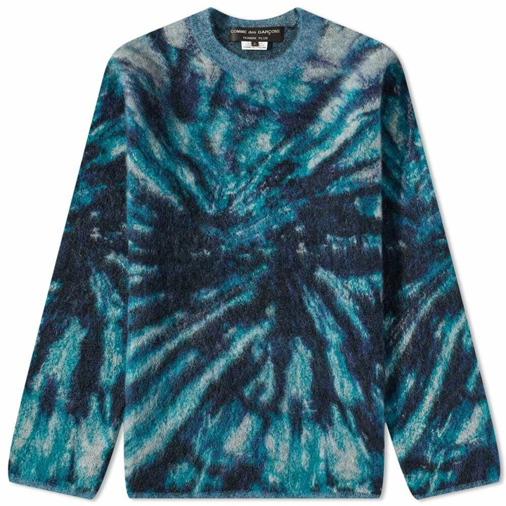 Photo: Comme des Garçons Homme Plus Men's Mohair Tie Dye Print Crew Knit in Blue