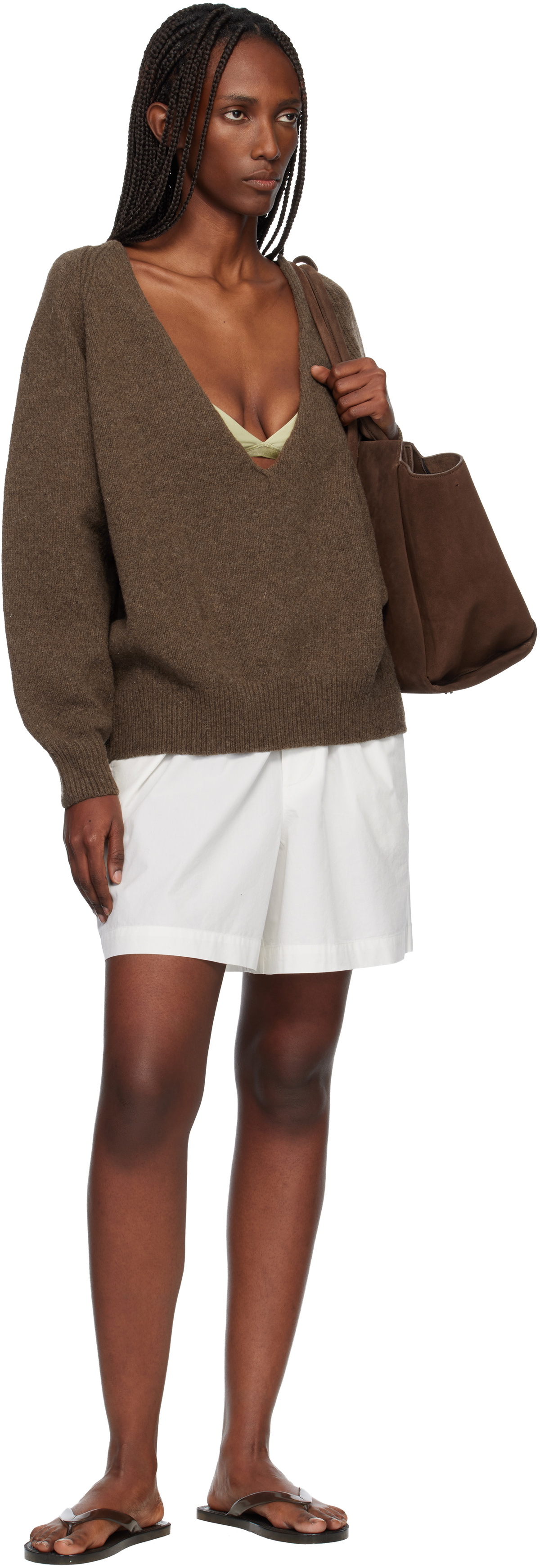 Baserange Brown Soar V-neck Sweater