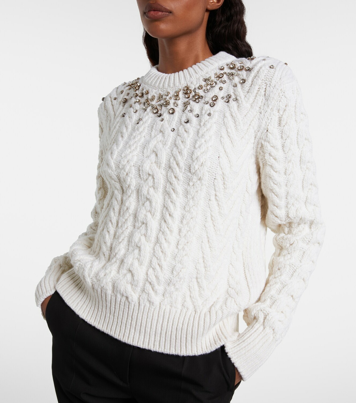 McQueen Embellished wool and cashmere sweater