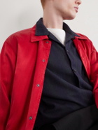 A.PRESSE - Camp-Collar Checked Silk Shirt - Blue