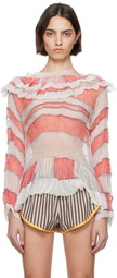 SC103 White & Pink Riddle Blouse