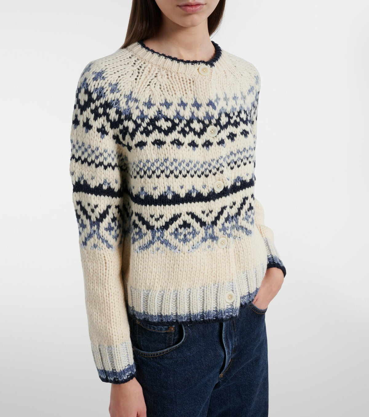 Velvet Tovah Fair Isle wool-blend cardigan