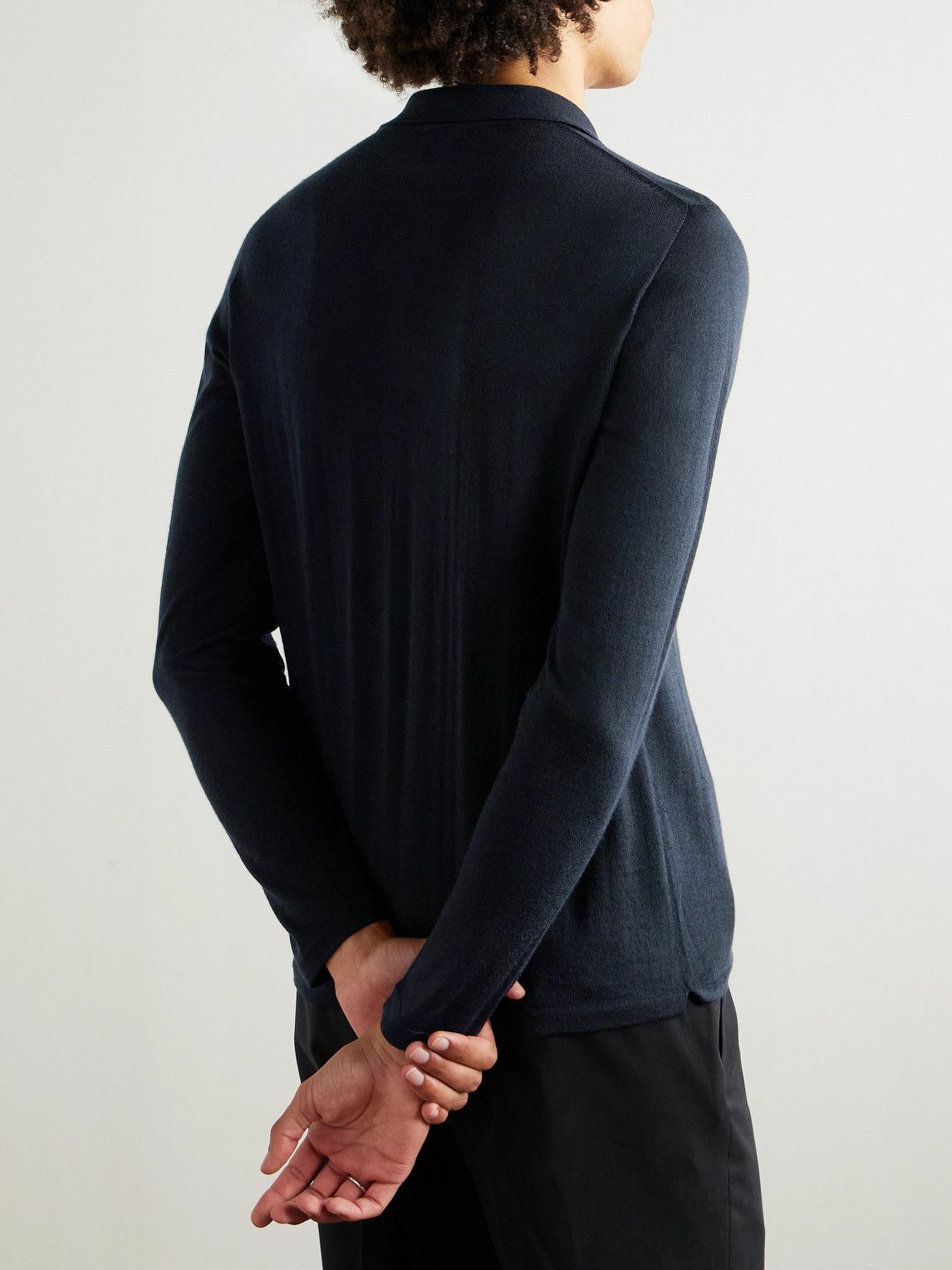 Saman Amel - Slim-Fit Wool Polo Shirt - Blue