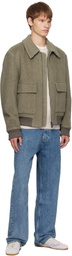 BOSS Khaki Regular-Fit Herringbone-Patterned Jacket