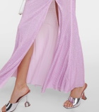 Self-Portrait Crystal-embellished mesh maxi dress