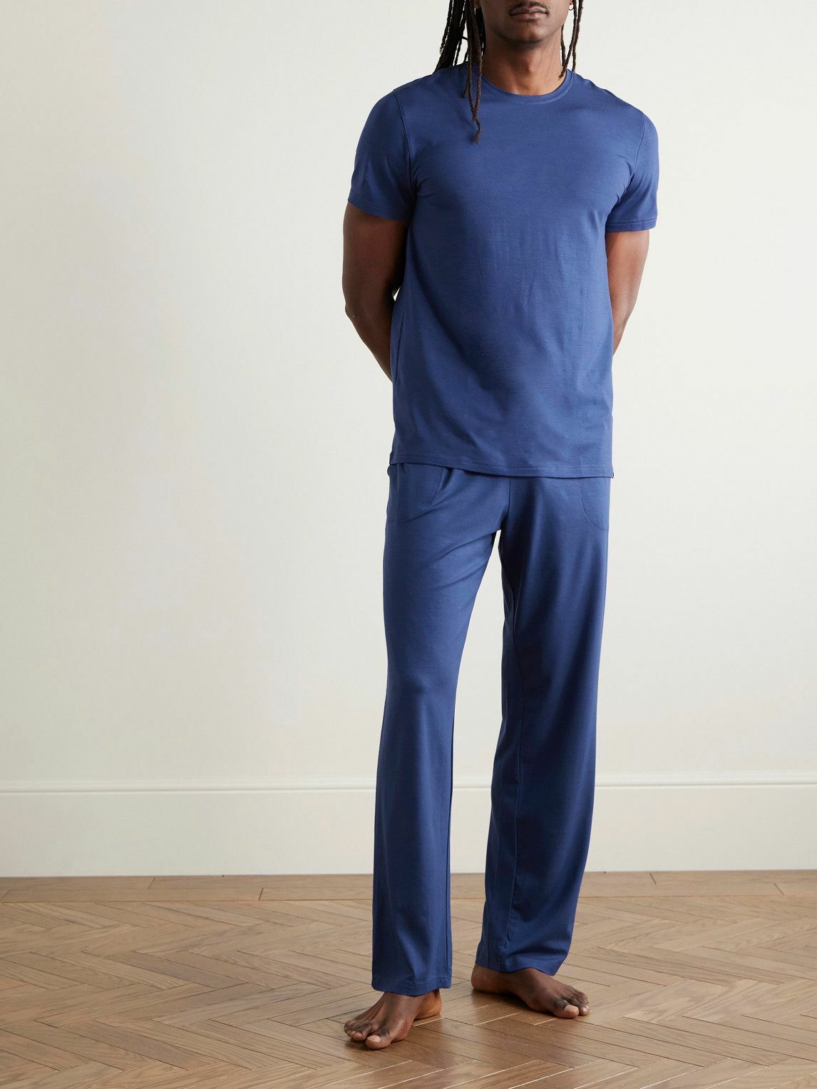 Derek Rose - Basel Stretch-Micro Modal Jersey Pyjama Trousers - Blue