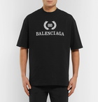 Balenciaga - Oversized Logo-Print Cotton-Jersey T-Shirt - Men - Black