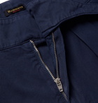 Rubinacci - Manny Garment-Dyed Pleated Cotton-Twill Shorts - Blue