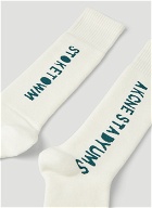 Phonetic Logo Jacquard Socks in White