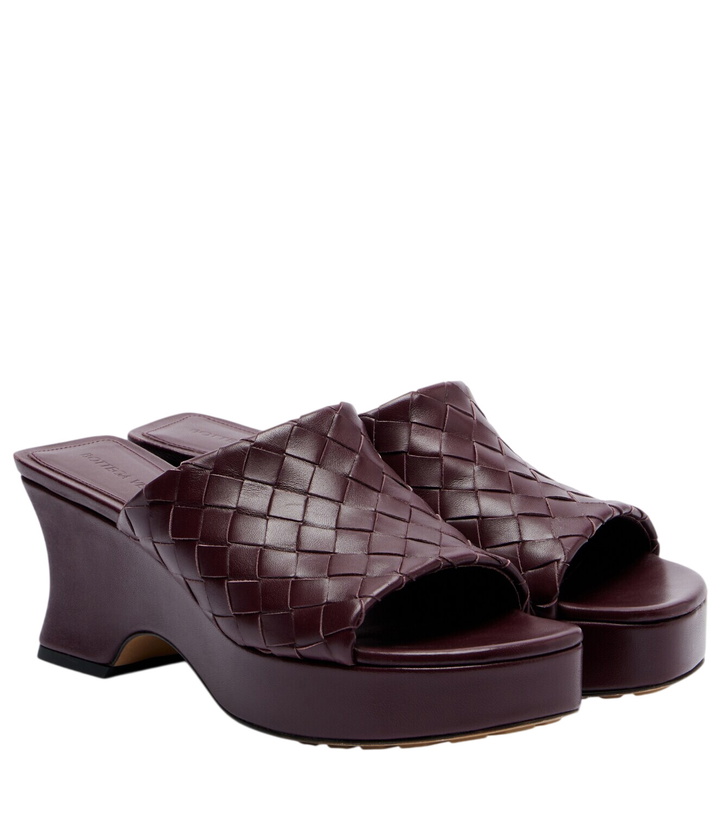 Photo: Bottega Veneta Rosita Intrecciato leather wedge mules