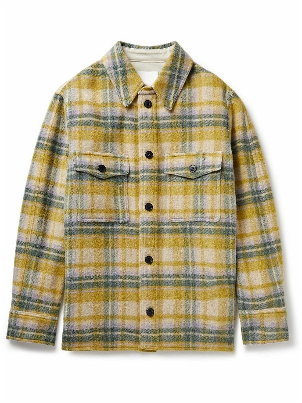Photo: Isabel Marant - Oversized Checked Wool-Blend Felt Overshirt - Yellow