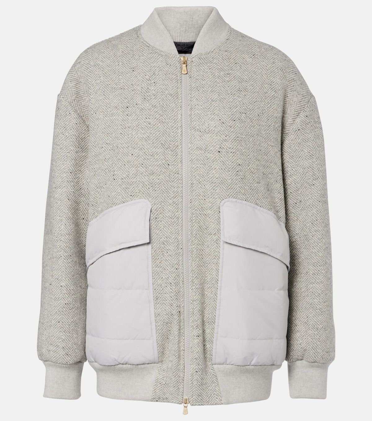 Eleventy Herringbone wool-blend down jacket