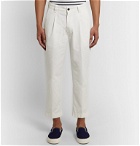 Albam - Tapered Pleated Cotton-Ripstop Trousers - Neutrals