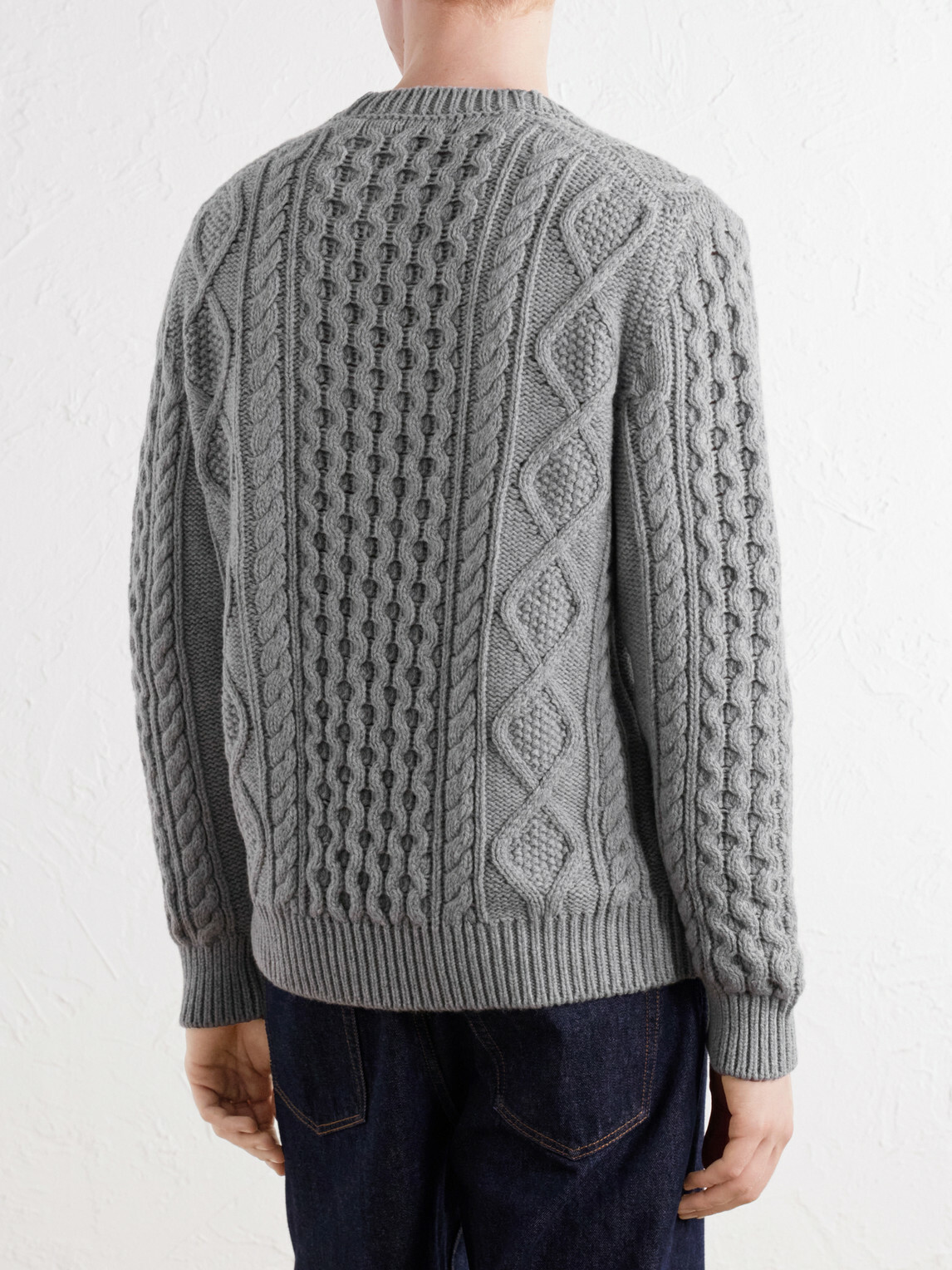 Anderson & Sheppard - Aran Cable-Knit Wool and Cashmere-Blend Sweater - Gray