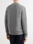 Anderson & Sheppard - Aran Cable-Knit Wool and Cashmere-Blend Sweater - Gray