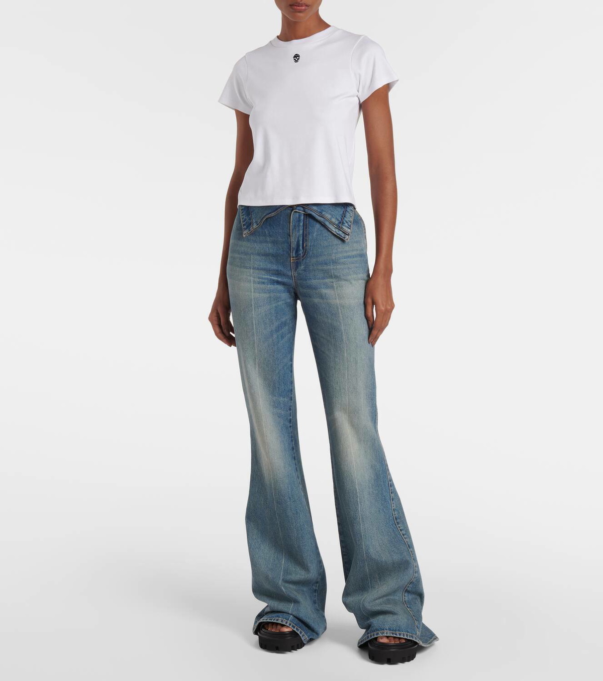 Alexander McQueen Skull cropped cotton T-shirt