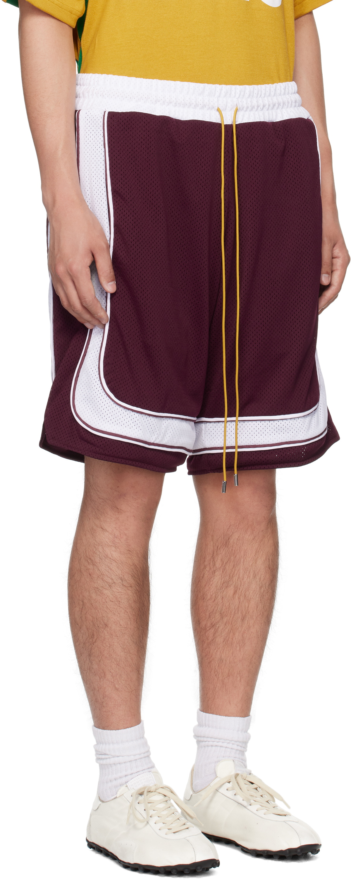 Rhude Burgundy & White Como Basketball Shorts