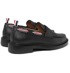 Thom Browne - Grosgrain-Trimmed Pebble-Grain Leather Penny Loafers - Black
