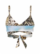ROBERTO CAVALLI Printed Jersey Bikini Wrap Top