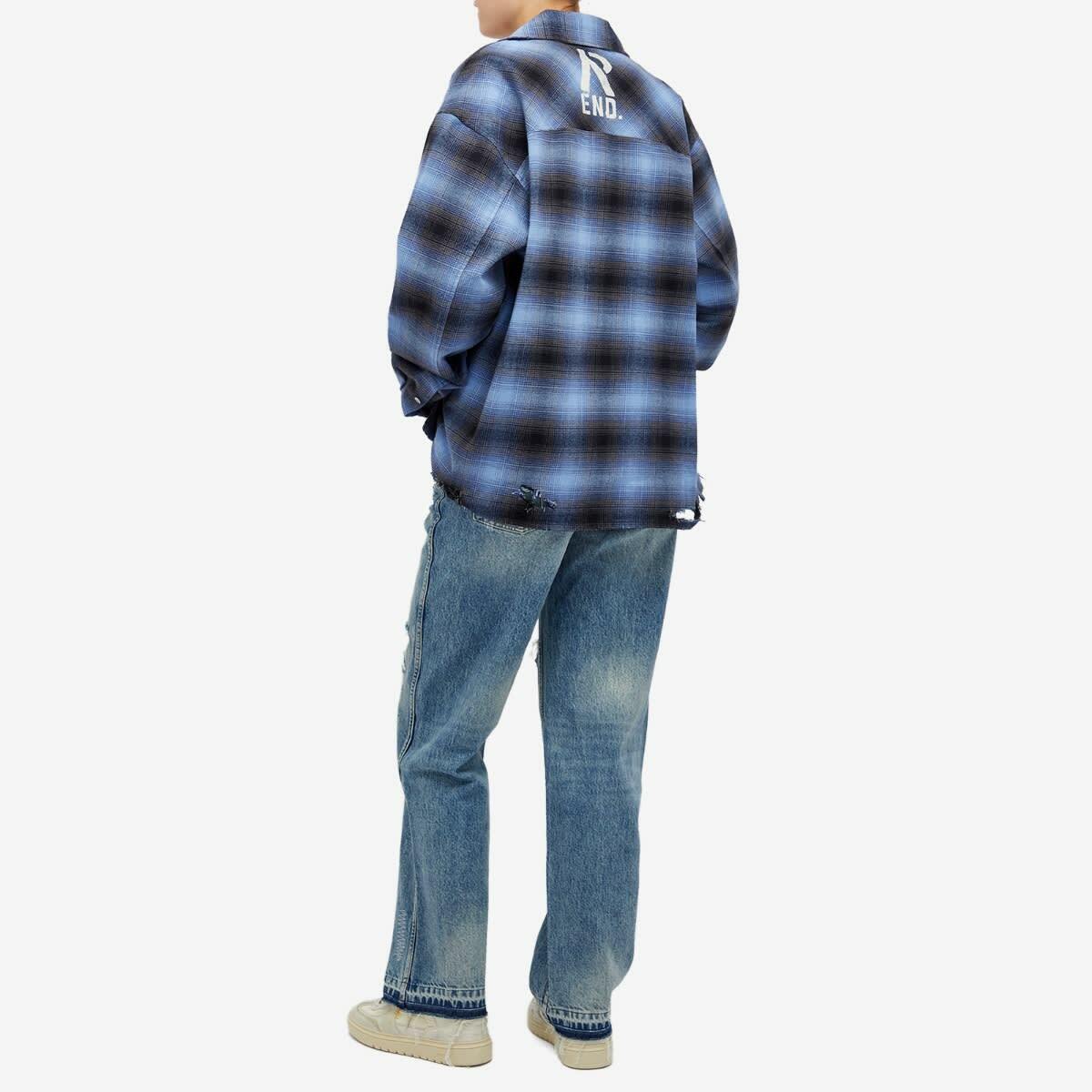 END. x Represent Distressed Flannel Shirt in Blue