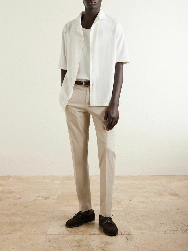 Photo: Eleventy - Slim-Fit Stretch Cotton-Twill Chinos - Neutrals