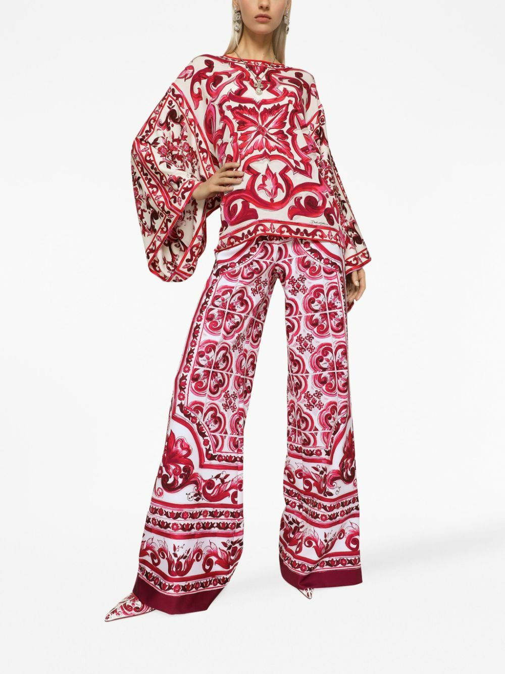 DOLCE GABBANA Majolica Print Silk Blouse Dolce Gabbana