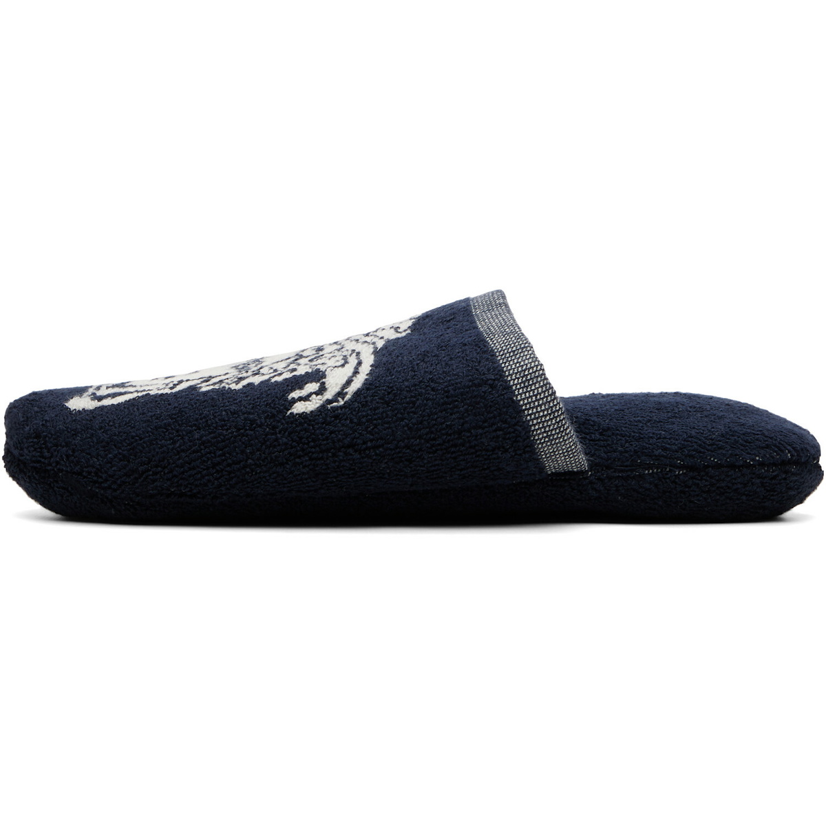 Versace Navy Cotton-Terry Jacquard Slippers