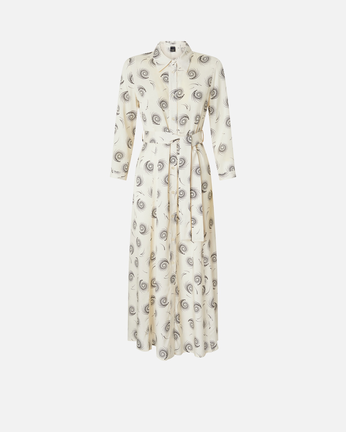 Pinko Long Shirt Dress In Swirl Print Twill Cream/Black Pinko