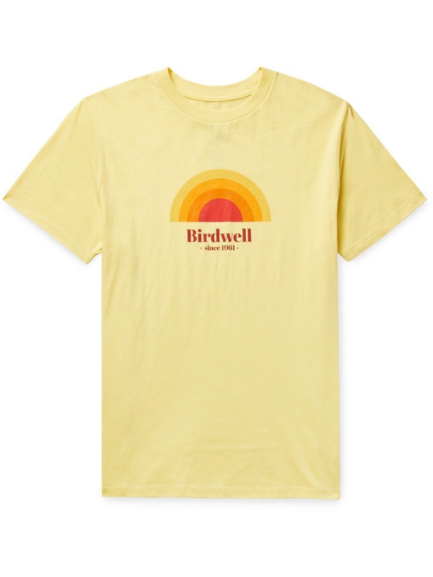 Photo: BIRDWELL - Vintage Sunrise Logo-Print Cotton-Jersey T-Shirt - Yellow