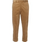 Beams Plus - Cropped Cotton-Blend Corduroy Trousers - Neutrals