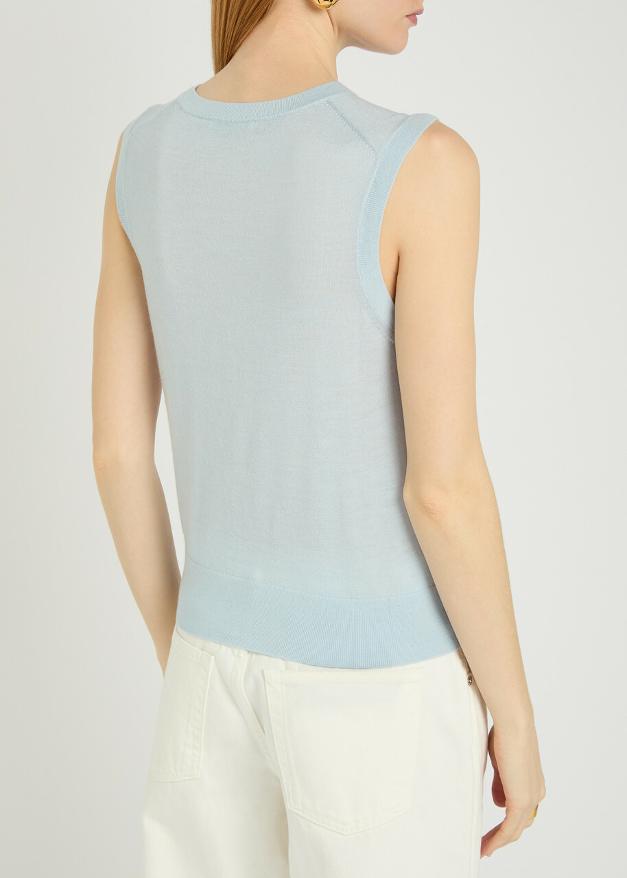 Anine Bing Moni Wool and Cashmere-blend Tank top Light Blue