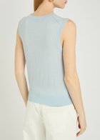 Anine Bing Moni Wool and Cashmere-blend Tank top Light Blue