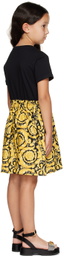 Versace Kids Black & Gold Barocco Dress