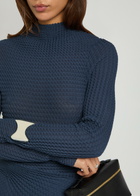 Victoria Beckham Seersucker Fine-knit top Navy