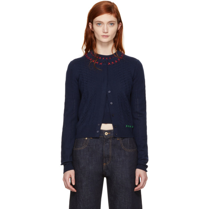 Carven Navy Embroidered Cardigan Carven