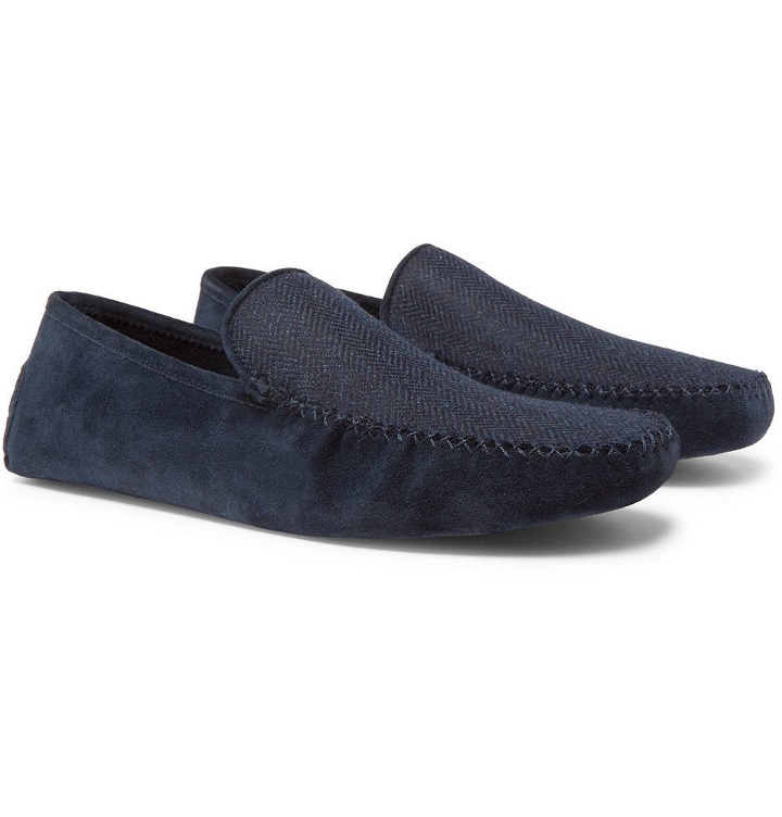 Photo: Loro Piana - Walk At Home Suede and Cashmere Slippers - Men - Navy