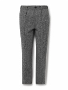 Drake's - Games Slim-Fit Pleated Herringbone Wool-Tweed Trousers - Gray